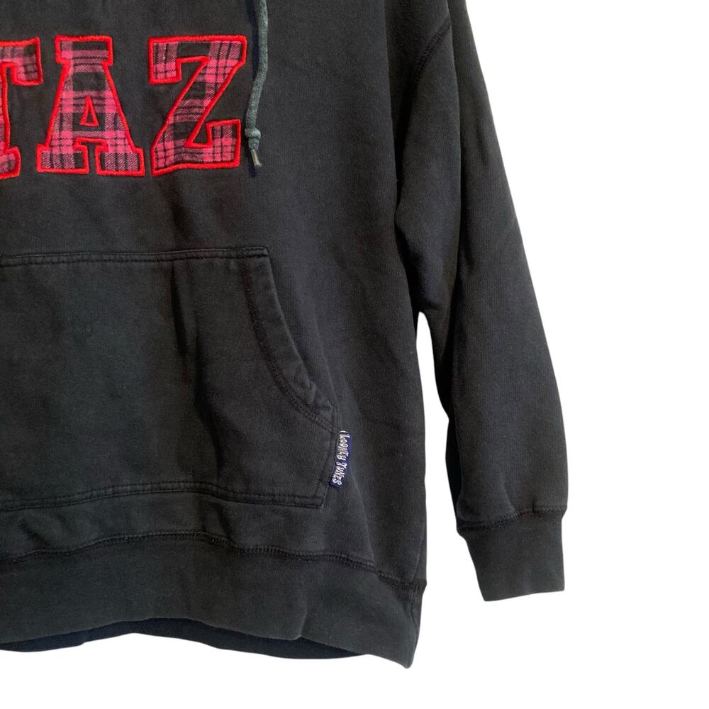 Y2K Looney Tunes Black Pink Plaid Taz Tasmanian Devil cartoon Hoodie Size Medium - Picture 10 of 16